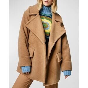 Smythe Camel Tan Faux Shearling Teddy Car Coat Jacket size Extra Small